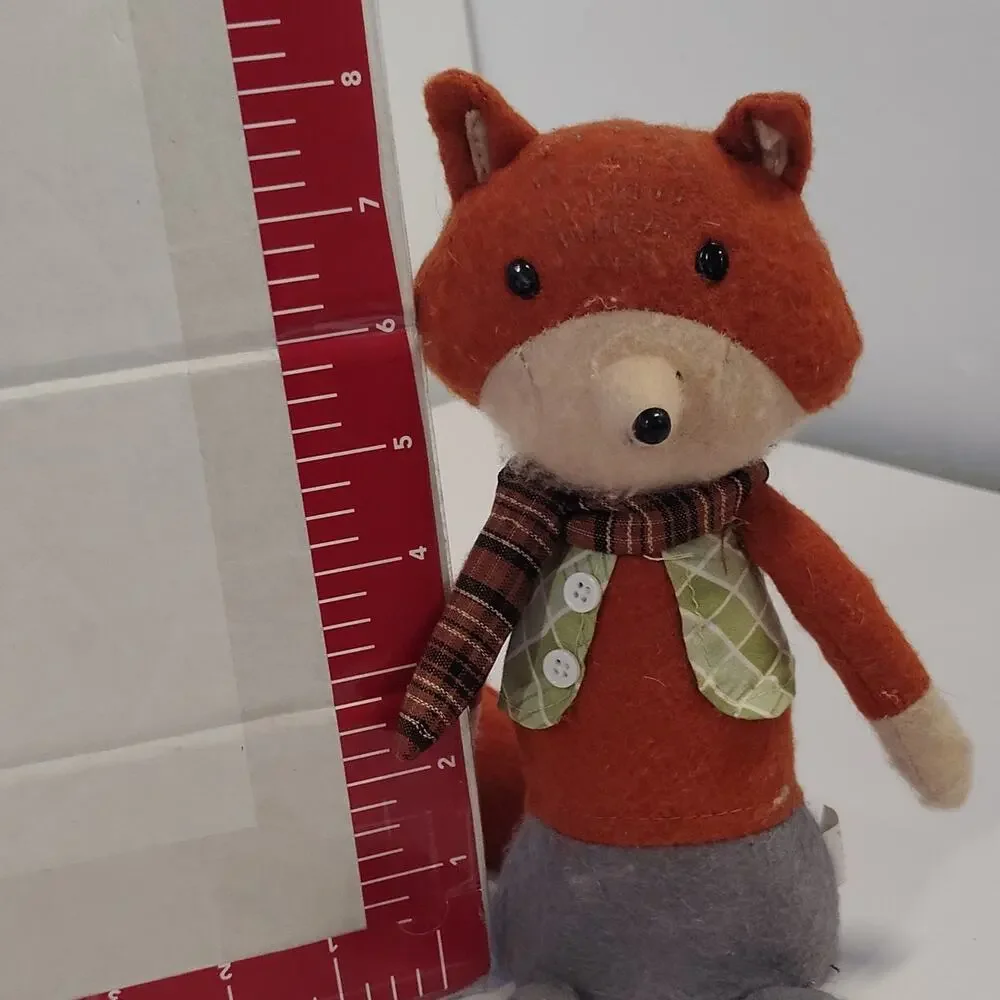 Target Orange Brown Fox Plush Felt Stuffed w/ Scarf Vest Fall Shelf Sitter